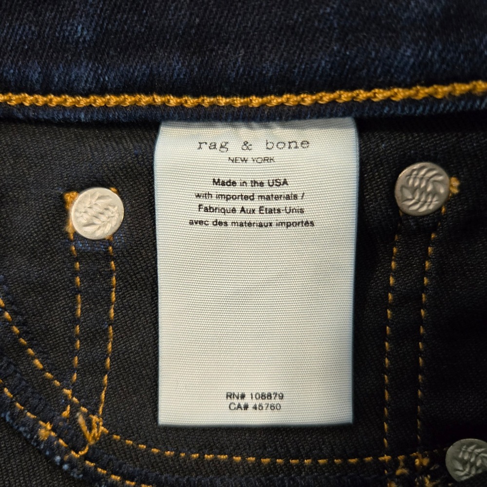 Rag & Bone NY Skinny Jeans Bedford Dark Wash Denim Size 26 Made in USA CleanGirl - Picture 8 of 12